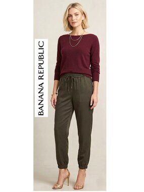 Banana Republic Burgundy Sweater with Olive Green Jogger Pants